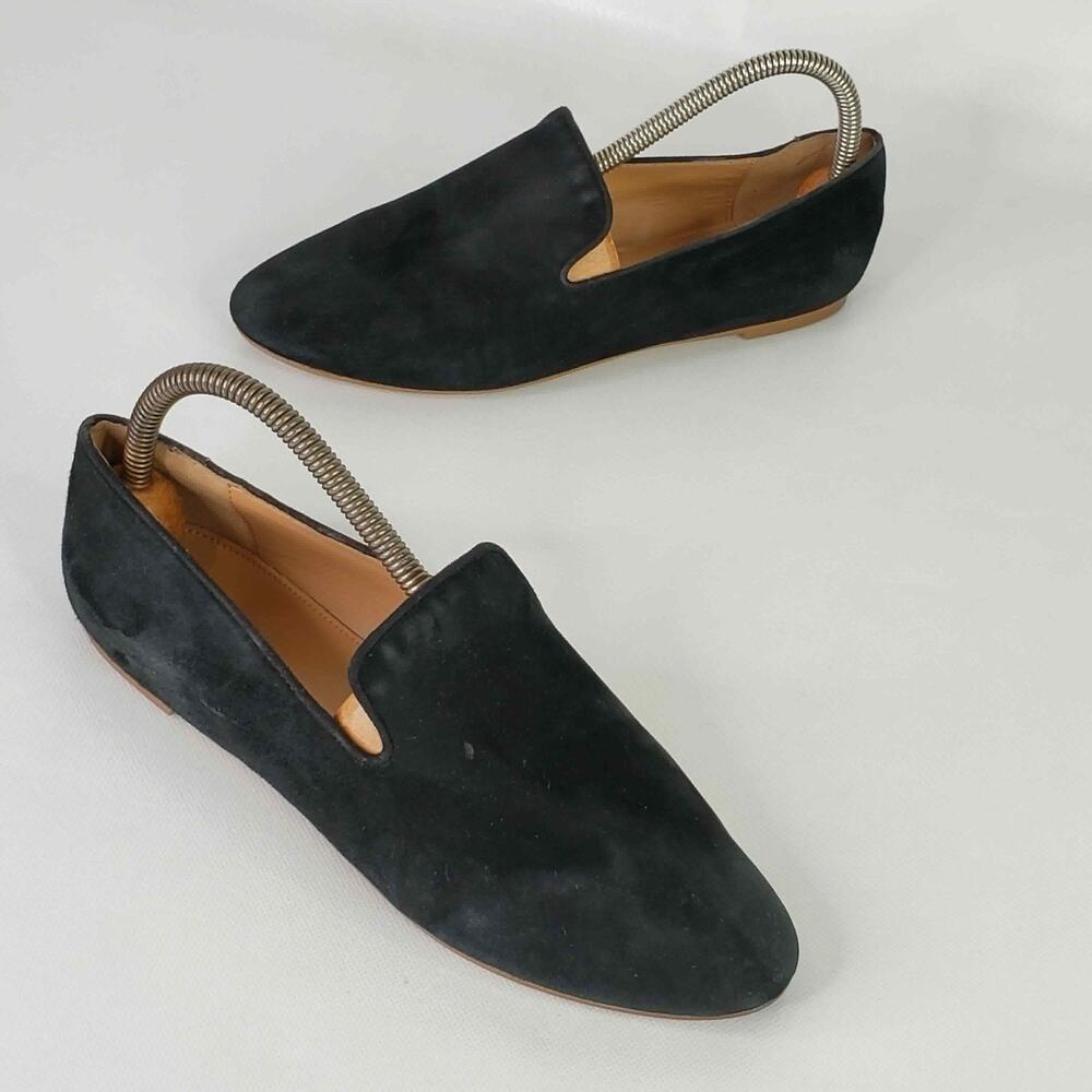 J Crew Black Suede Smoking Loafers Flats Women’s Size 9 Slip On